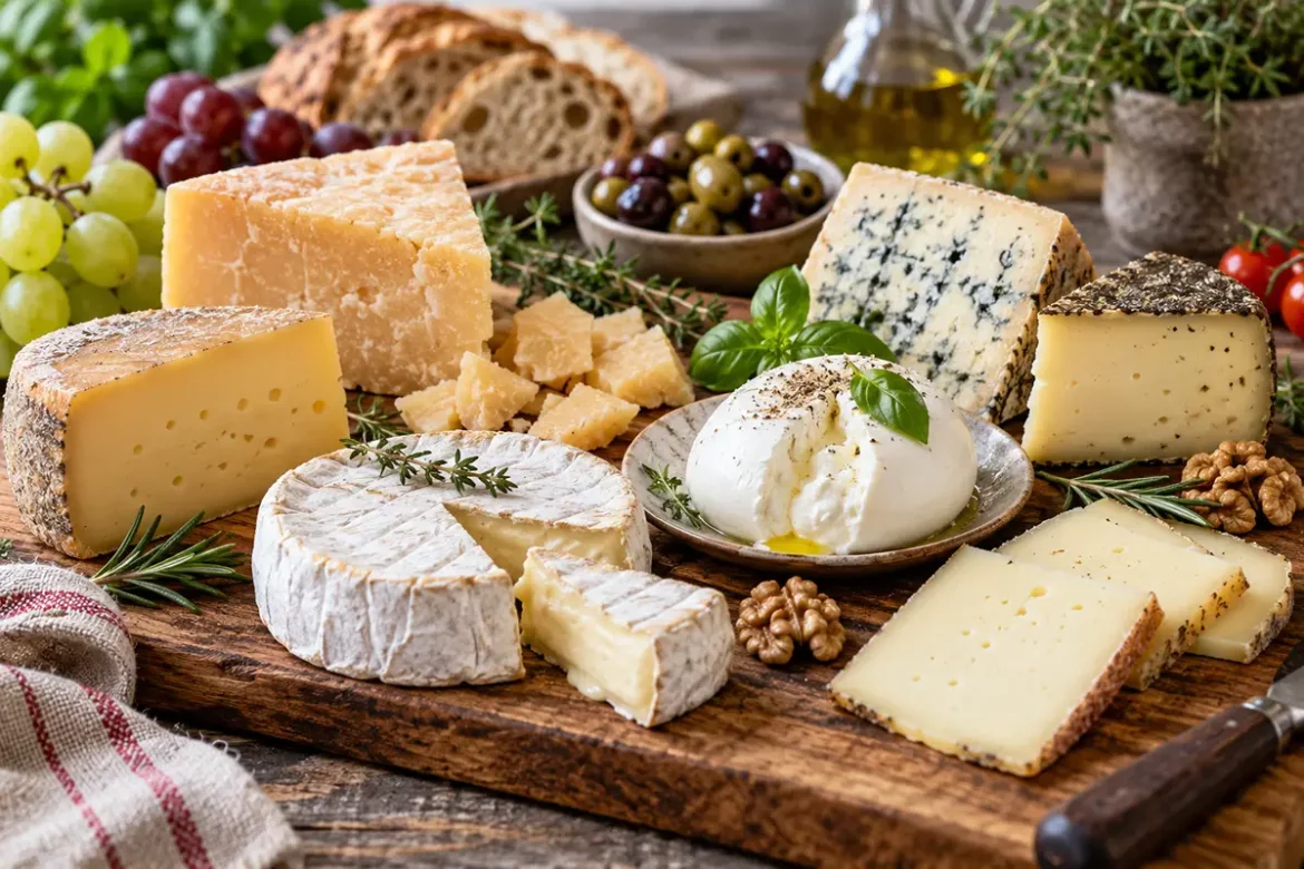 Käse Lexikon mit verschiedenen Käsearten wie Weichkäse, Hartkäse und Blauschimmelkäse